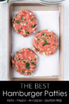 These are the most flavorful homemade hamburger patties and I love that they are freezer friendly! #athousandcrumbs #hamburgerpatties #freezerfriendly #whole30 #paleo #keto